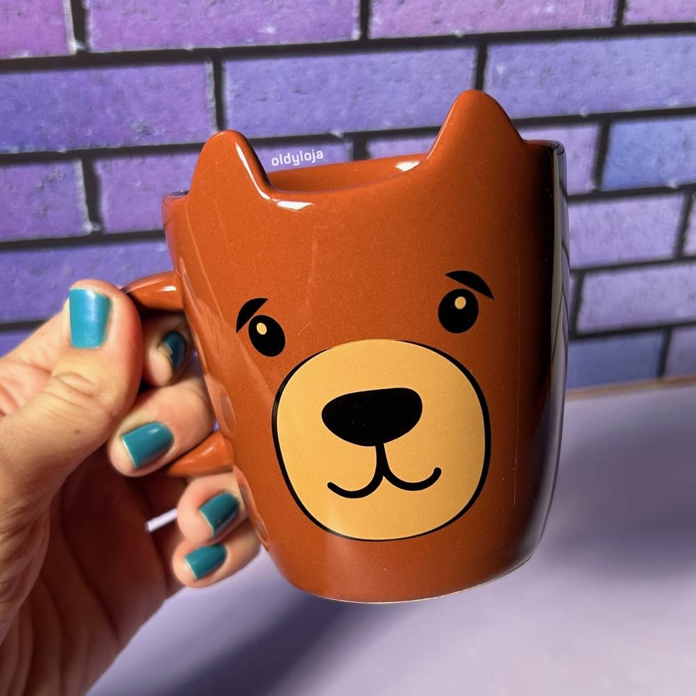Caneca Urso Marrom Cerâmica 250ml Canecas Fofas Dopamine Decor Presente Criativo