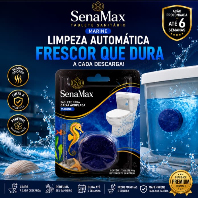 Tablete Sanitário Marine SenaMax Limpeza Automática Perfume Duradouro Alta Eficiência