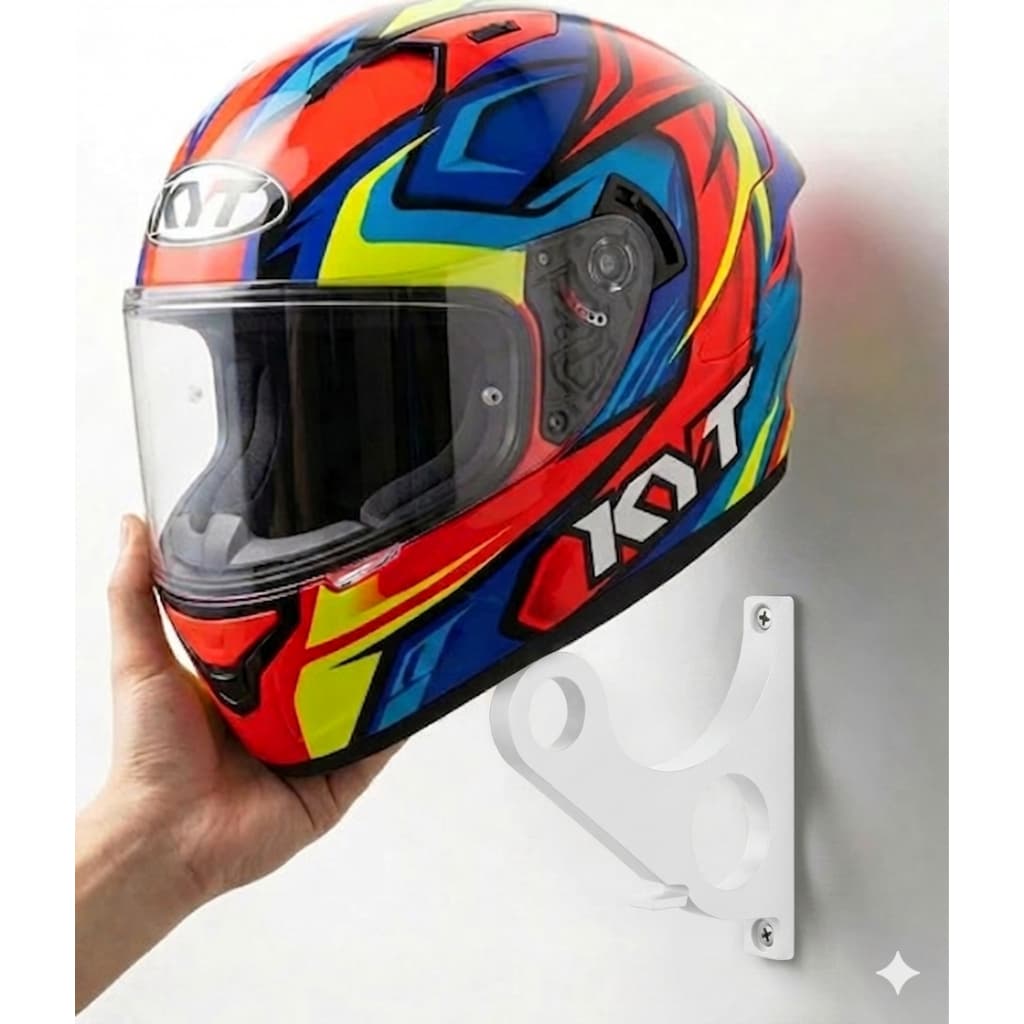 Suporte de Capacete Moto Parede | Suporte de Capacete para Garagem | Organizador Branco| Kit 1 a 2