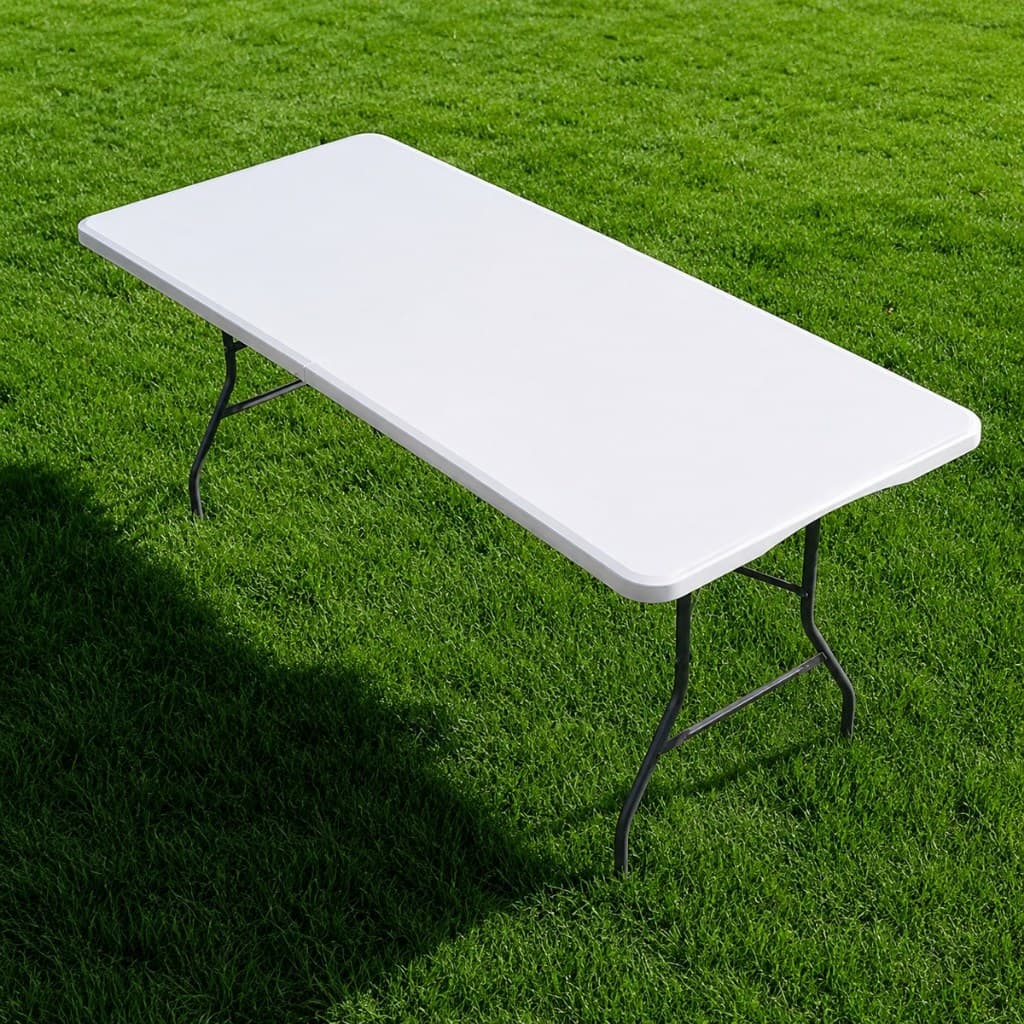 Mesa Dobrável Camping 1,80m Vira Maleta Com Alça Branca Portátil Praia Jardim Resistente