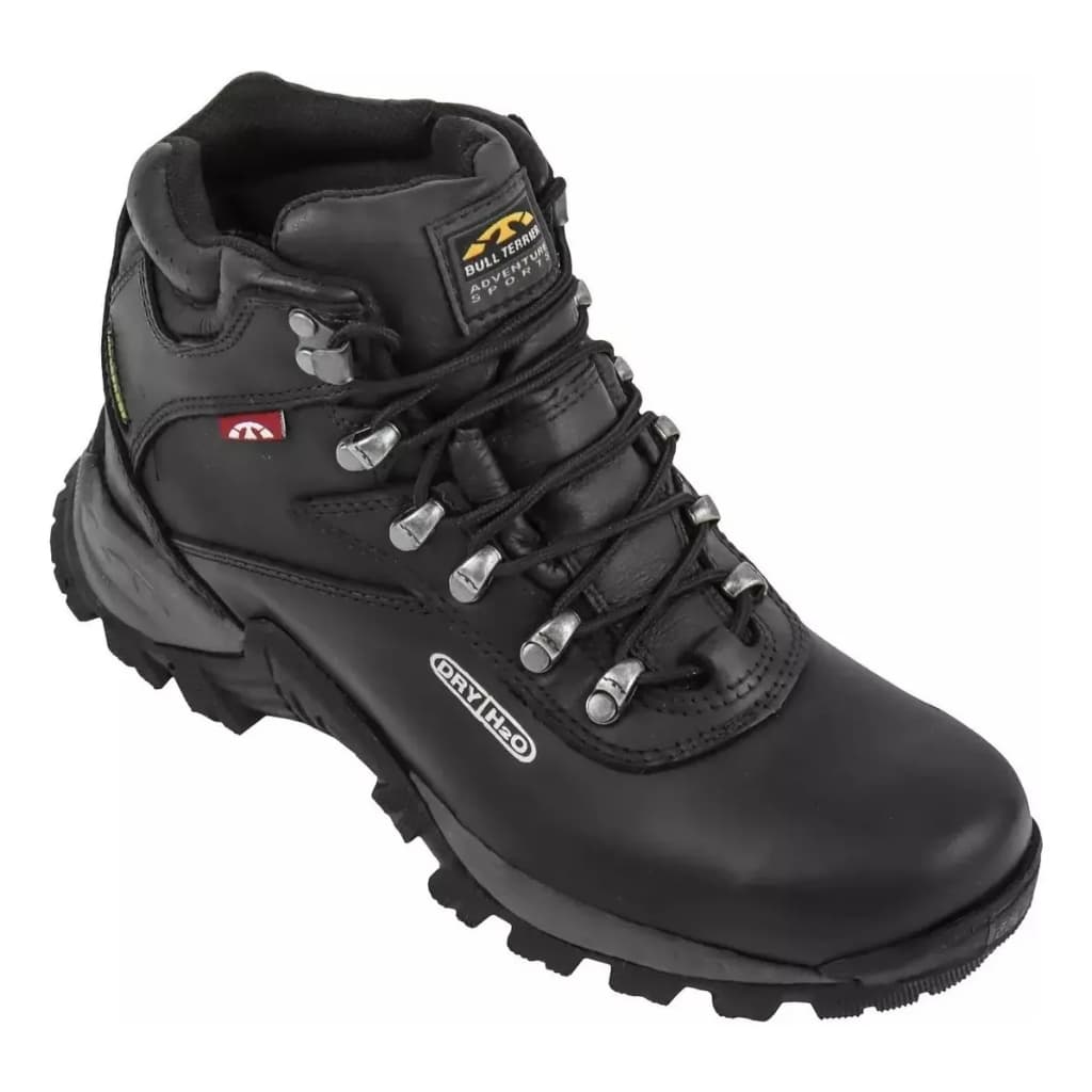 Bota Bull Terrier Discovery Preta Masculina Couro Original Impermeável Waterproof