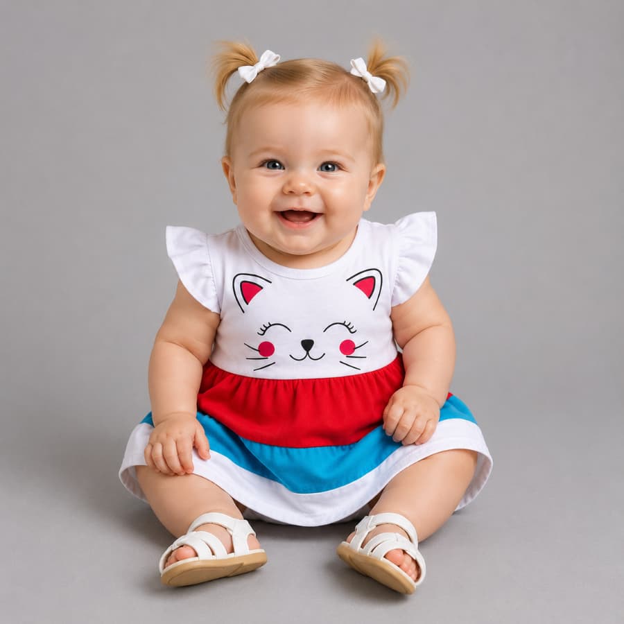 Vestido Romper Bebê Menina Verão 9 a 12 Meses Tematico Mesversario Passeio