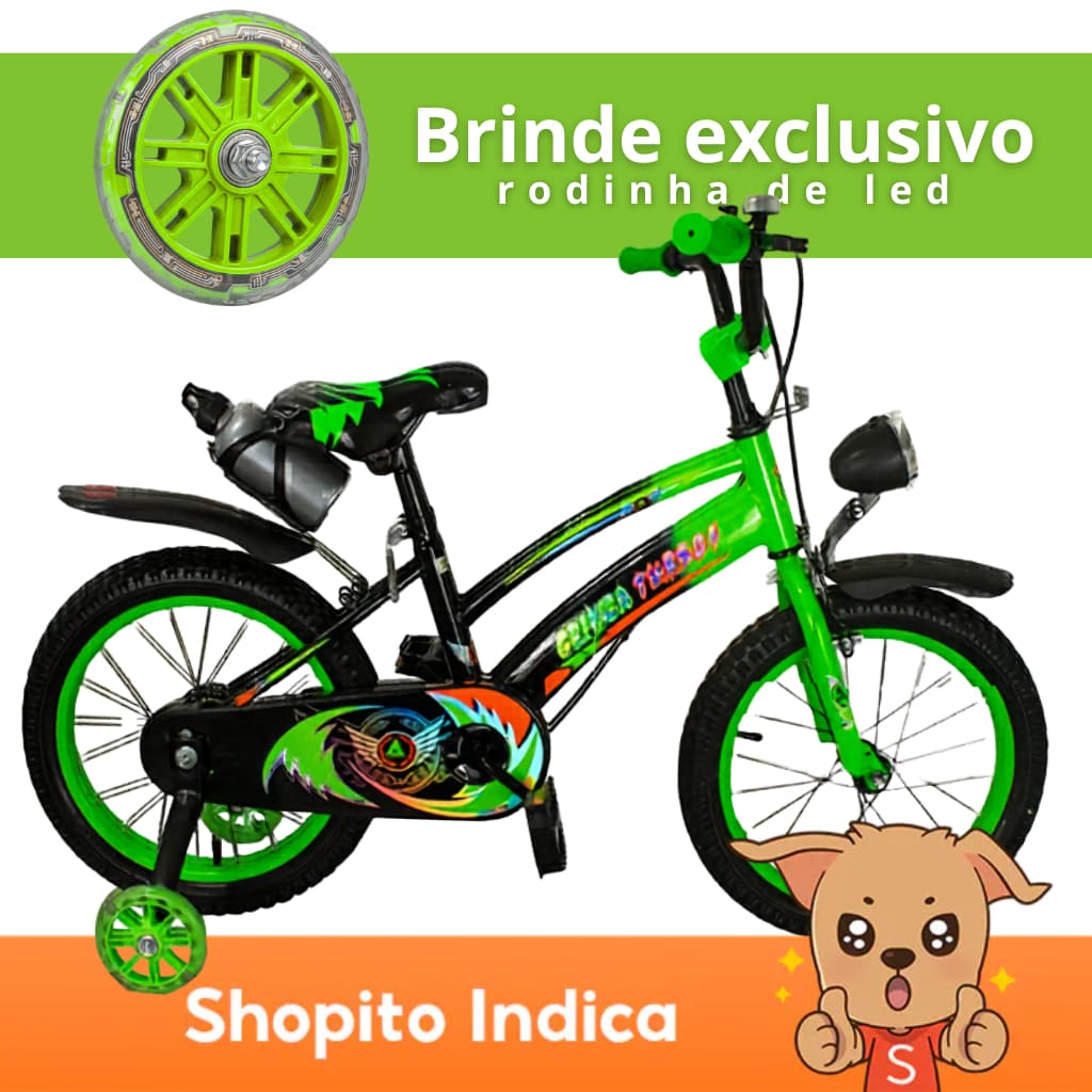 Bicicleta Infantil Aro 16 Old School Cross 4 a 8 Anos LED + Pneu Grosso + Farol + Rodinhas + Freio V-Brake Completa