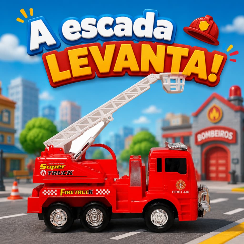 Caminhão Bombeiro Com Movimento Na Escada Resgate
