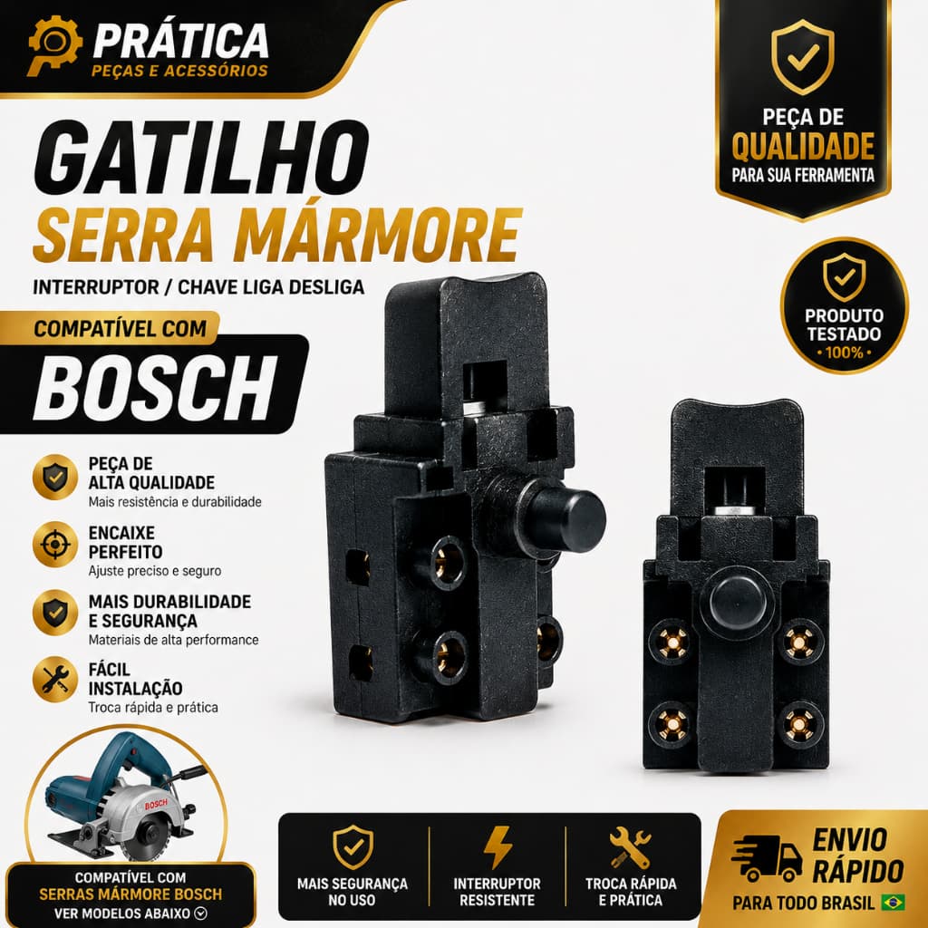 Interruptor Gatilho Serra Mármore Bosch Chave Liga Desliga Compatível gdc-14-40