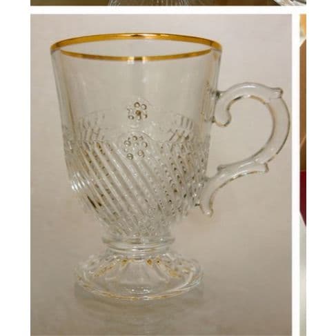 Jogo com 6 xícaras caneca  de Vidro com borda dourada 200ml.