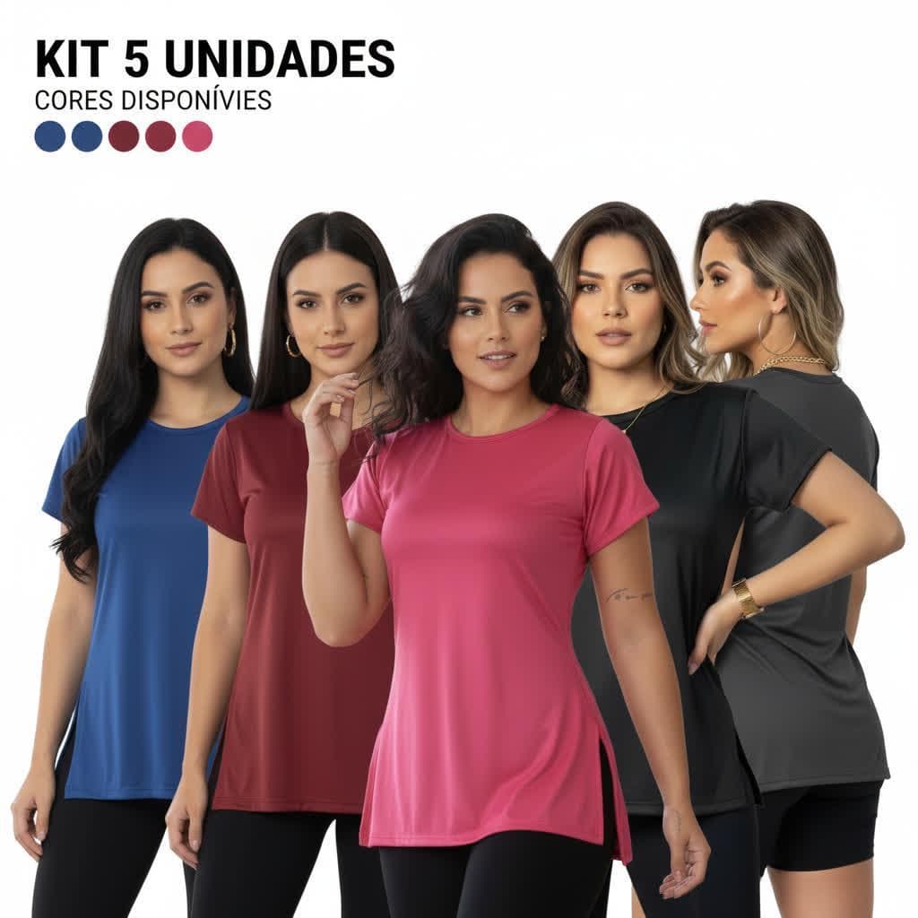 Kit 3 Blusas Academia Dry Fit Camisa Caminhada Musculação Treino camiseta tapa bum bum Feminina