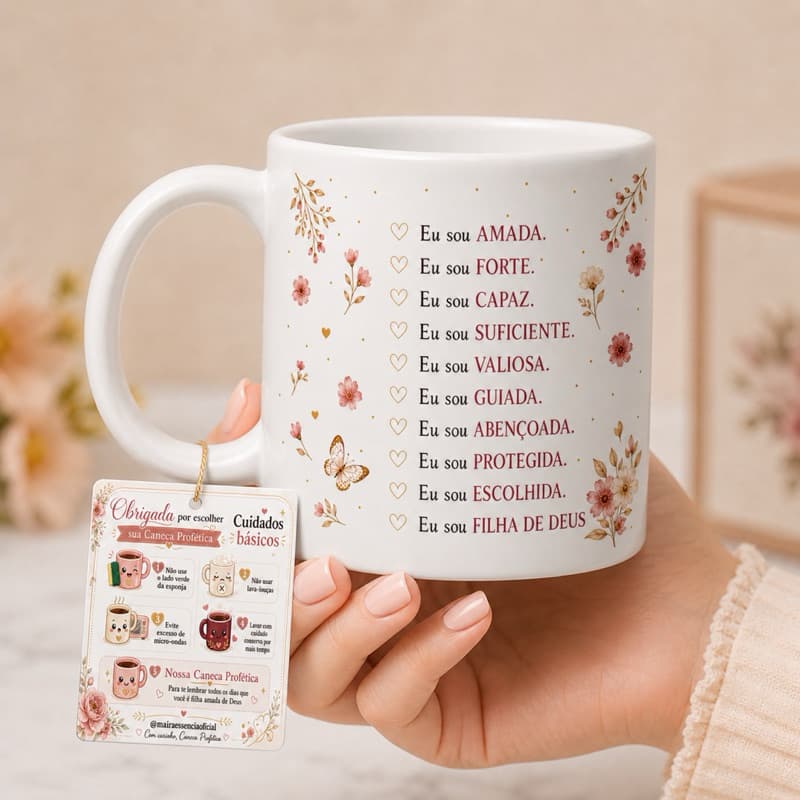 Caneca profetica Porcelana Frase Bíblica Presente Evangélico Motivacional
