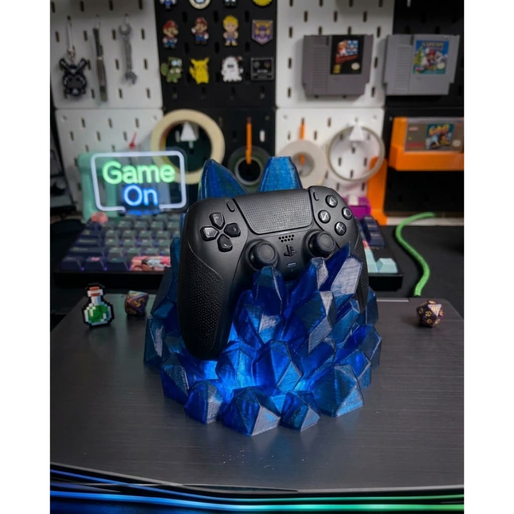 Suporte Controle Gamer 3D Estilo Cristal | Porta Controle PS4 PS5 Xbox | Decoração Setup Gamer