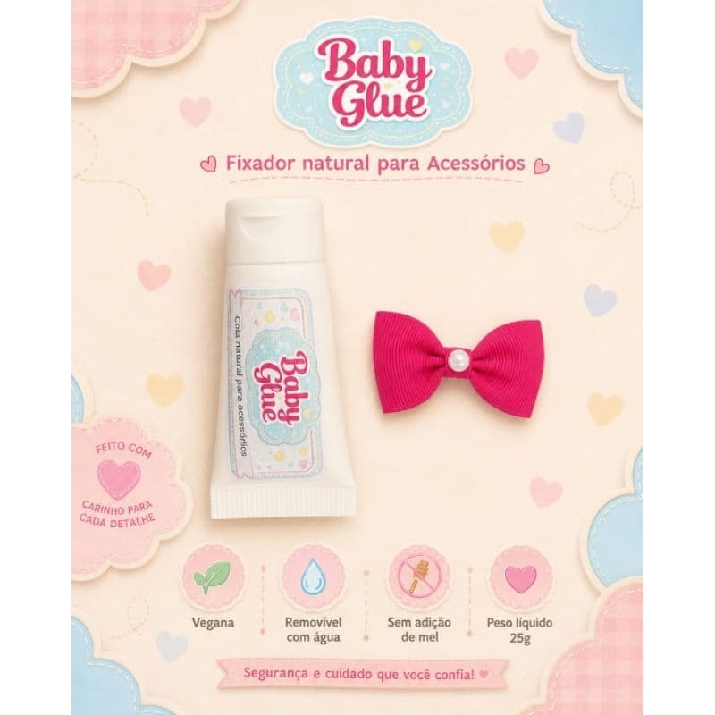 Baby Glue Cola Para Laço De Bebê Fixador Natural Sem Tiara Remove Com Água