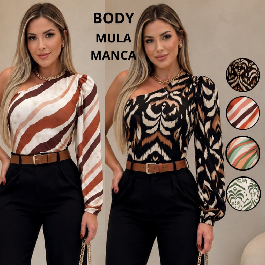 Body Mula Manca Femenino Tendencia Inverno Estillo Blogueira Manga Flare e Manga Longa