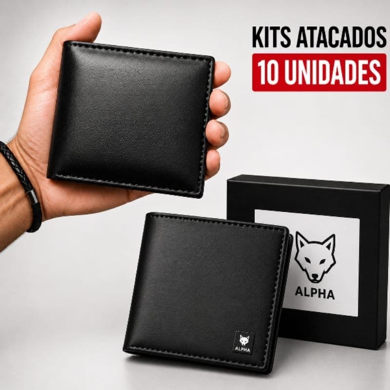 Kit 10 Carteiras Masculinas Couro Sintético Atacado Revenda Porta Cartão Premium