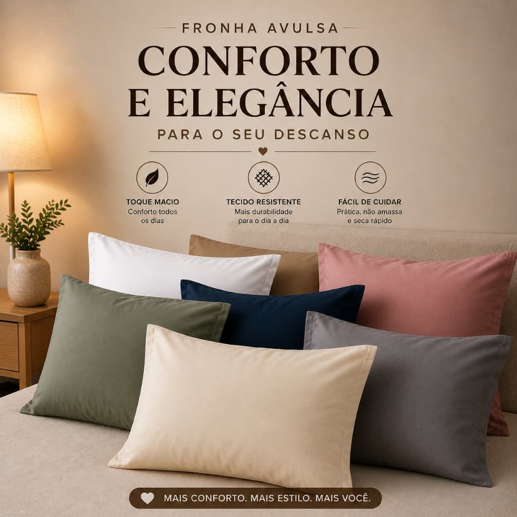 Kit 2 Fronhas Micro Percal 400 Fios 50 x 70cm Varias Cores Toque Aveludado E Premium