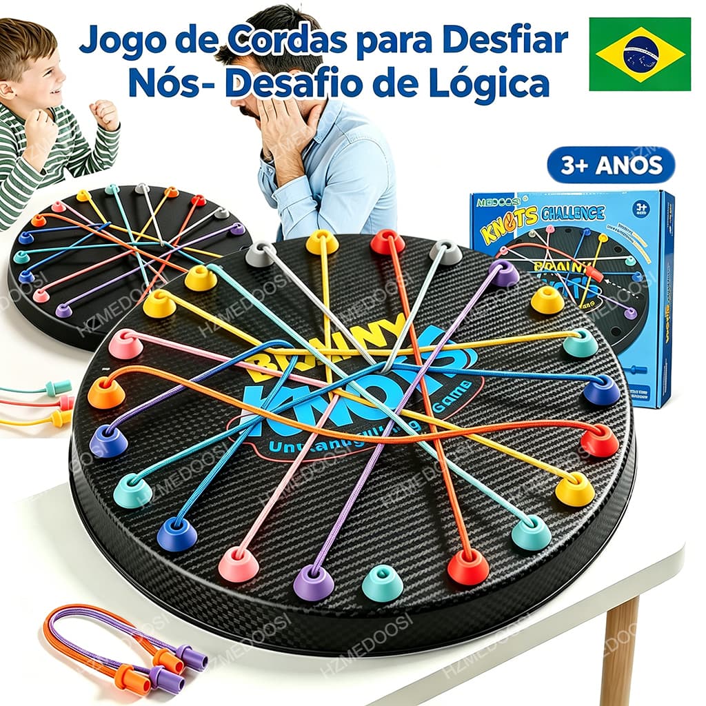 Jogo de Cordas Educativo para Crianças Treinamento de Lógica e Concentração Brinquedo Interativo em Família