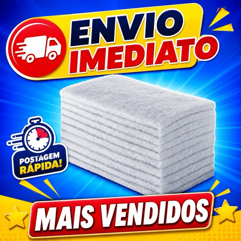 Kit 10 Fibra Branca Para Limpeza Leve de Vidros e Box Porcelanatos– Pacote com 10 Unidades