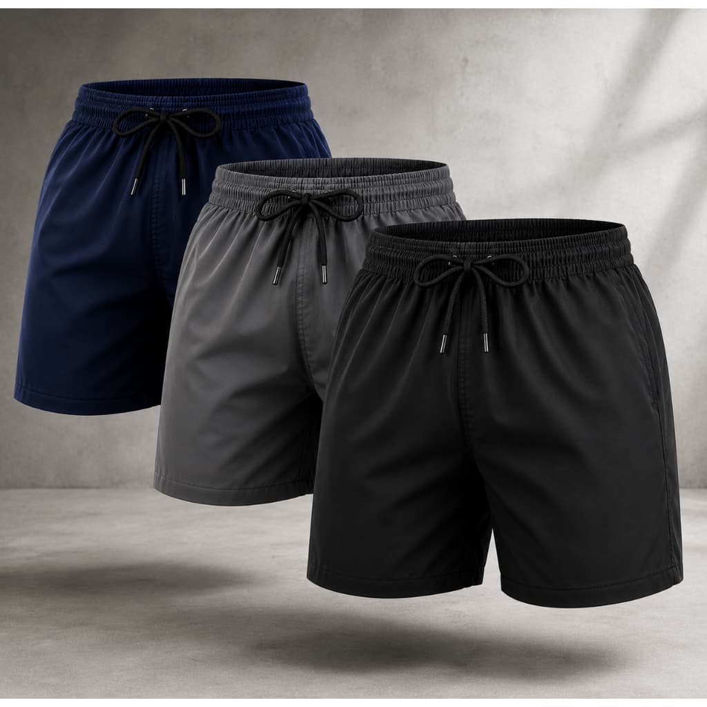Kit 3 Bermudas Tactel Grosso Mauricinho Short Praia Casual Bolso Academia
