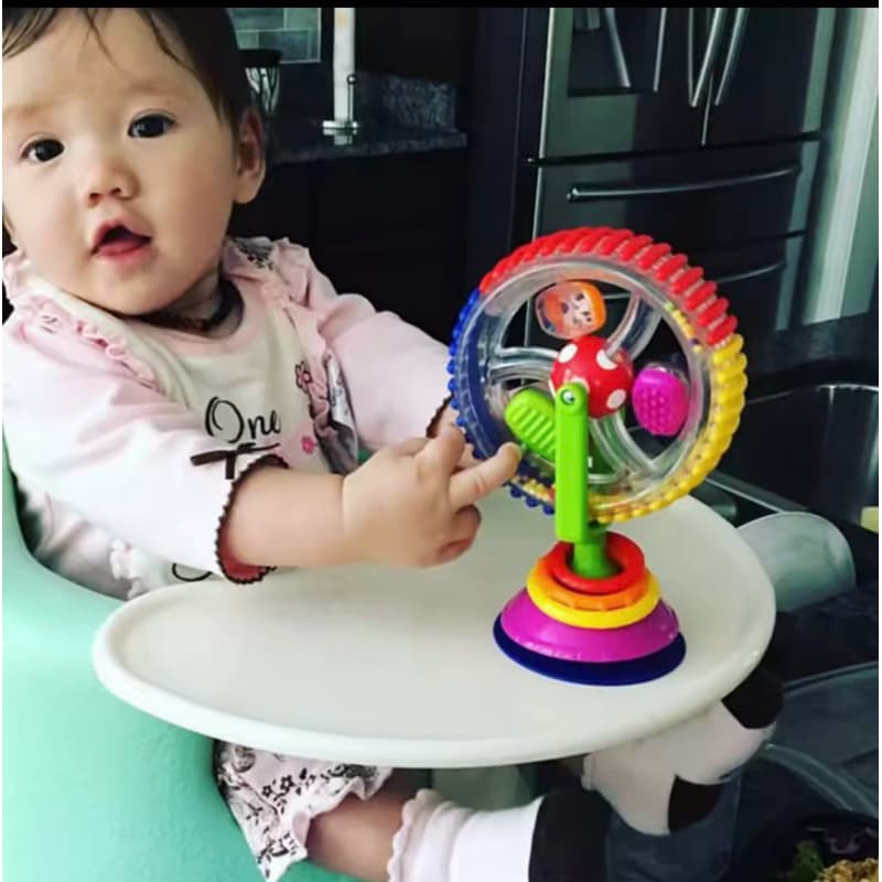 Brinquedo Roda Gigante Rotativa Sensorial Macia de 3 Cores com Ventosa Baby Educational Toy Fashional