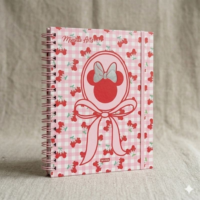 Caderno Jandaia Neo Minnie Arts Pauta Inteligente 80 Folhas Brancas Reposicionáveis Escolar