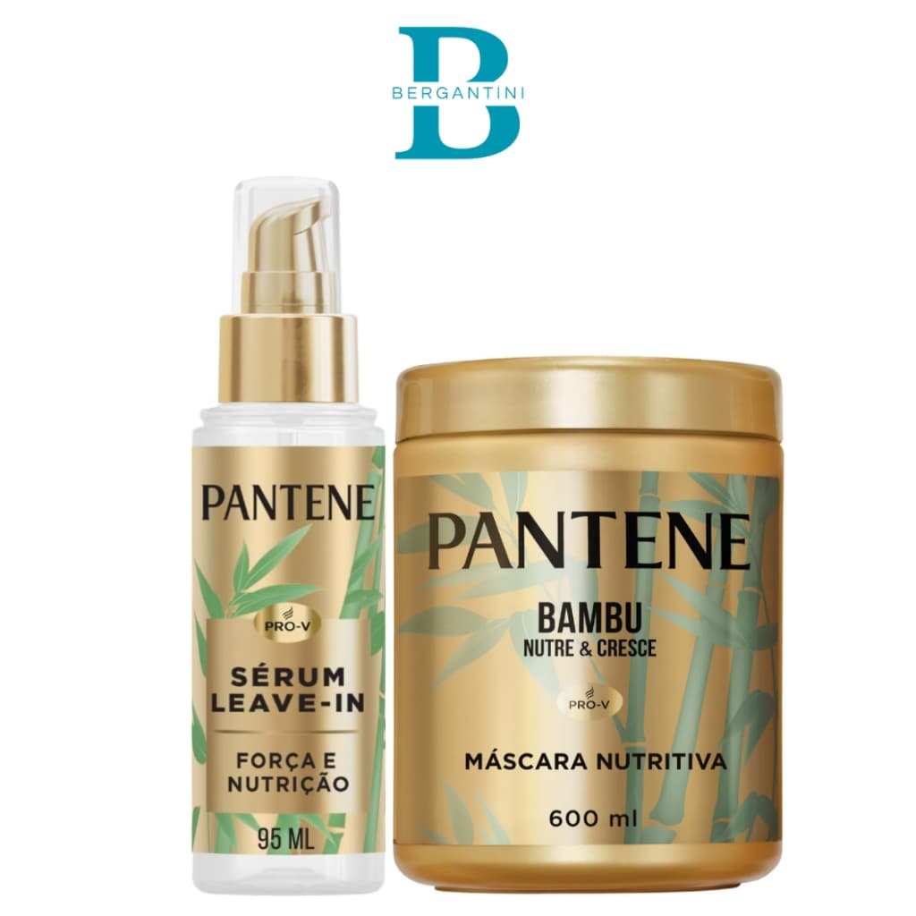 Kit Sérum Leave In Pantene Força e Nutrição 95ml + Máscara De Tratamento Capilar Pantene Pro-v Bambu Com 600ml