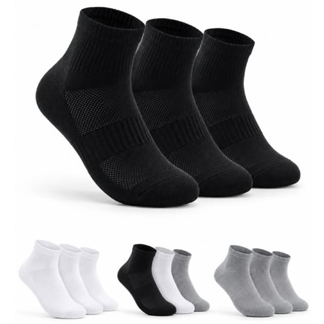 Kit 3 Pares Meias Esportivas Cano Curto e Cano Longo Masculina Feminina Academia