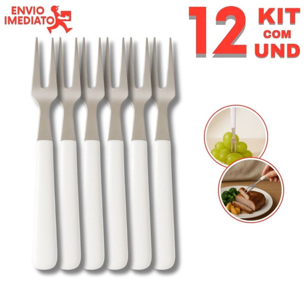 kit 12 Mini Garfo para Petiscos – Ideal para Festas , Canapés e Finger - Linha Premium