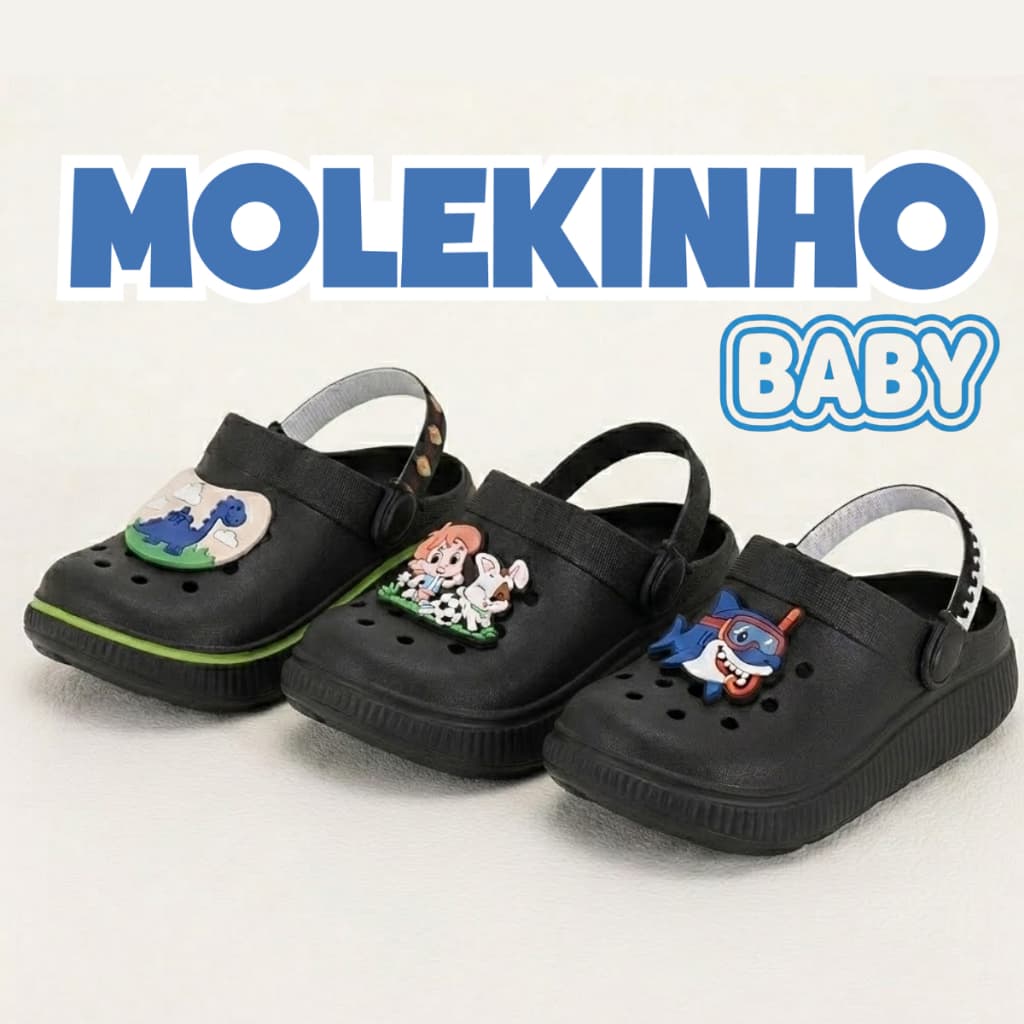 Babuche Infantil Molekinho Beby Confortável Leve Papete Calce Fácil Clog Casual Macio