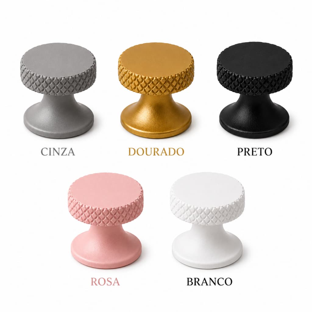 Puxador de Móveis Gavetas e Armários Colorido Kit 3/5/6/8/10/15 Modelo Paris