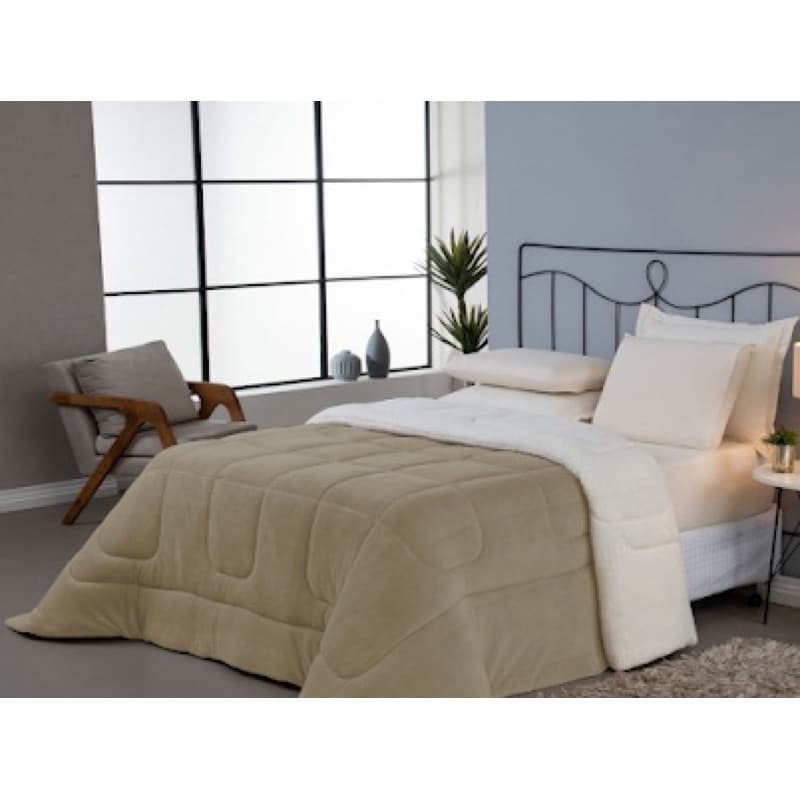 Coberdrom Cobertor Soft 1 Peça King 100% Poliéster Soft e Sherpa de Carneiro Dupla Face