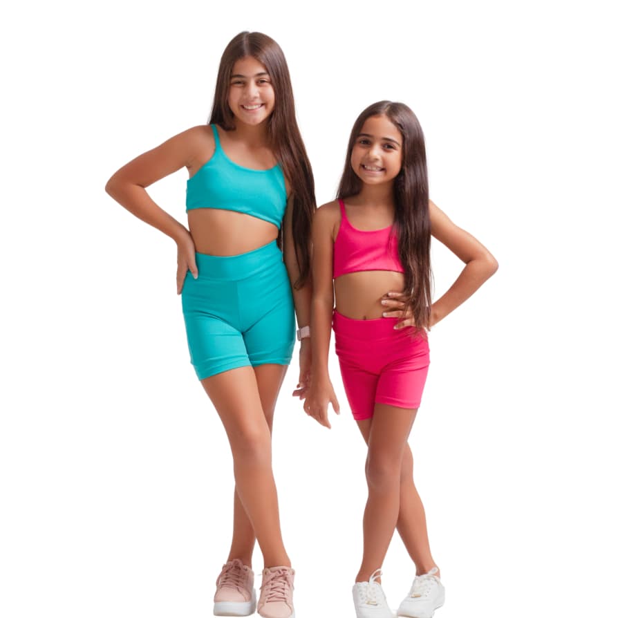 KIT 2 Conjunto Infantil Feminino Treino Academia Ginastica Ciclista Top+Short