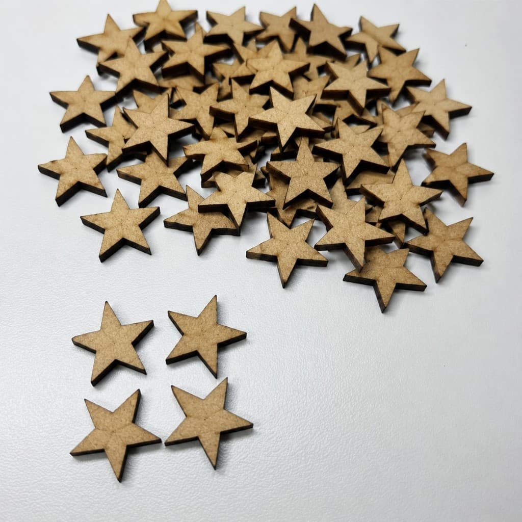 Kit Apliques Estrela MDF Cru 1x1cm Corte Laser Artesanato Festa Decoração Scrapbook