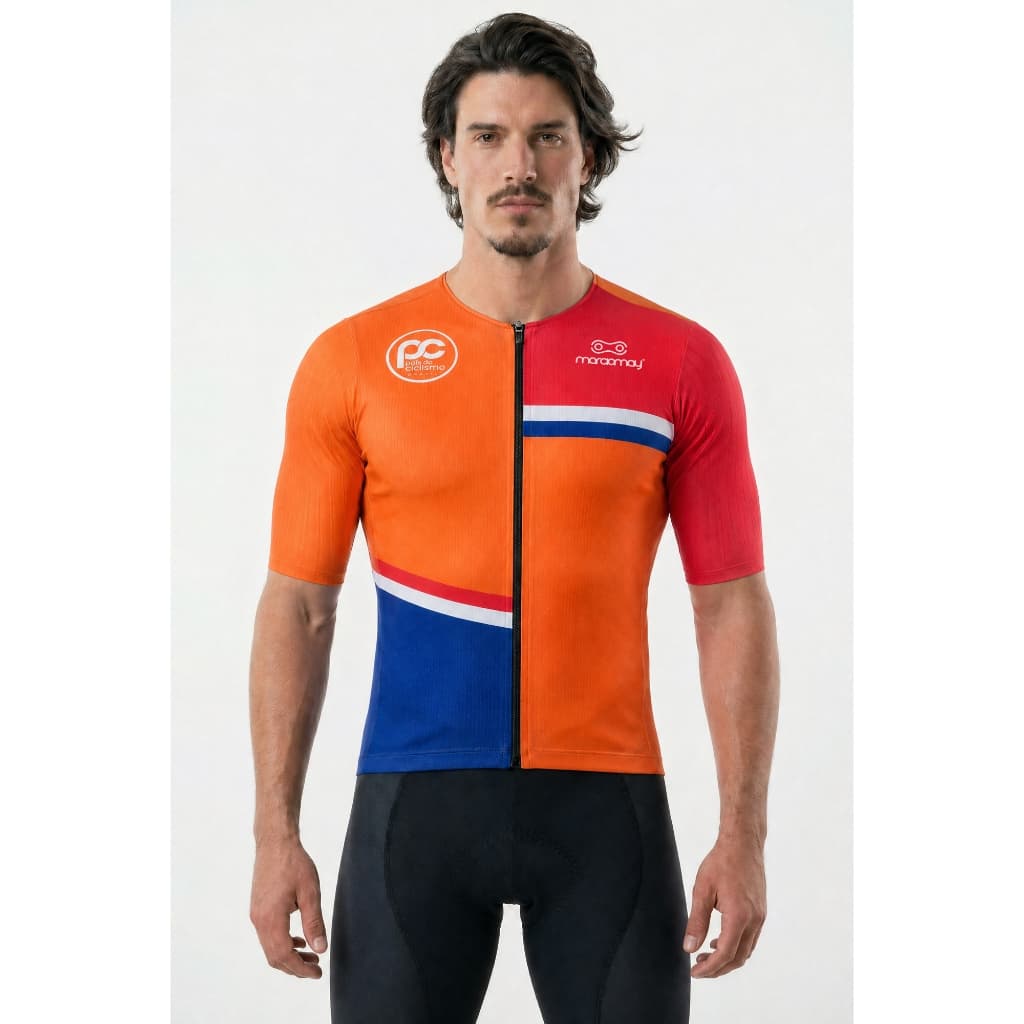 Camisa Ciclismo Unissex Laranja Marcio May Highline País Do Ciclismo Holanda