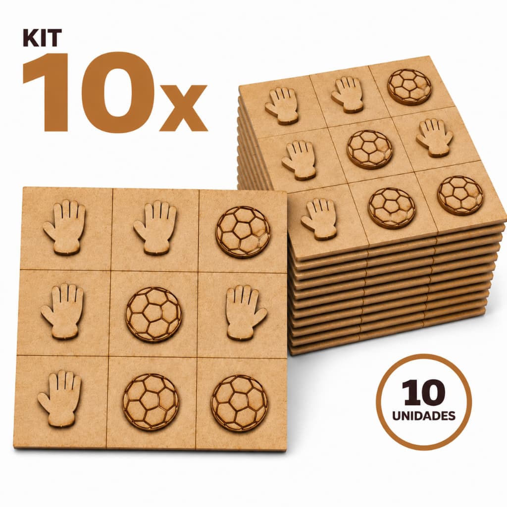 Kit Jogo da Velha Futebol em Mdf Infantil 10 Unidades Brinquedo Esportivo