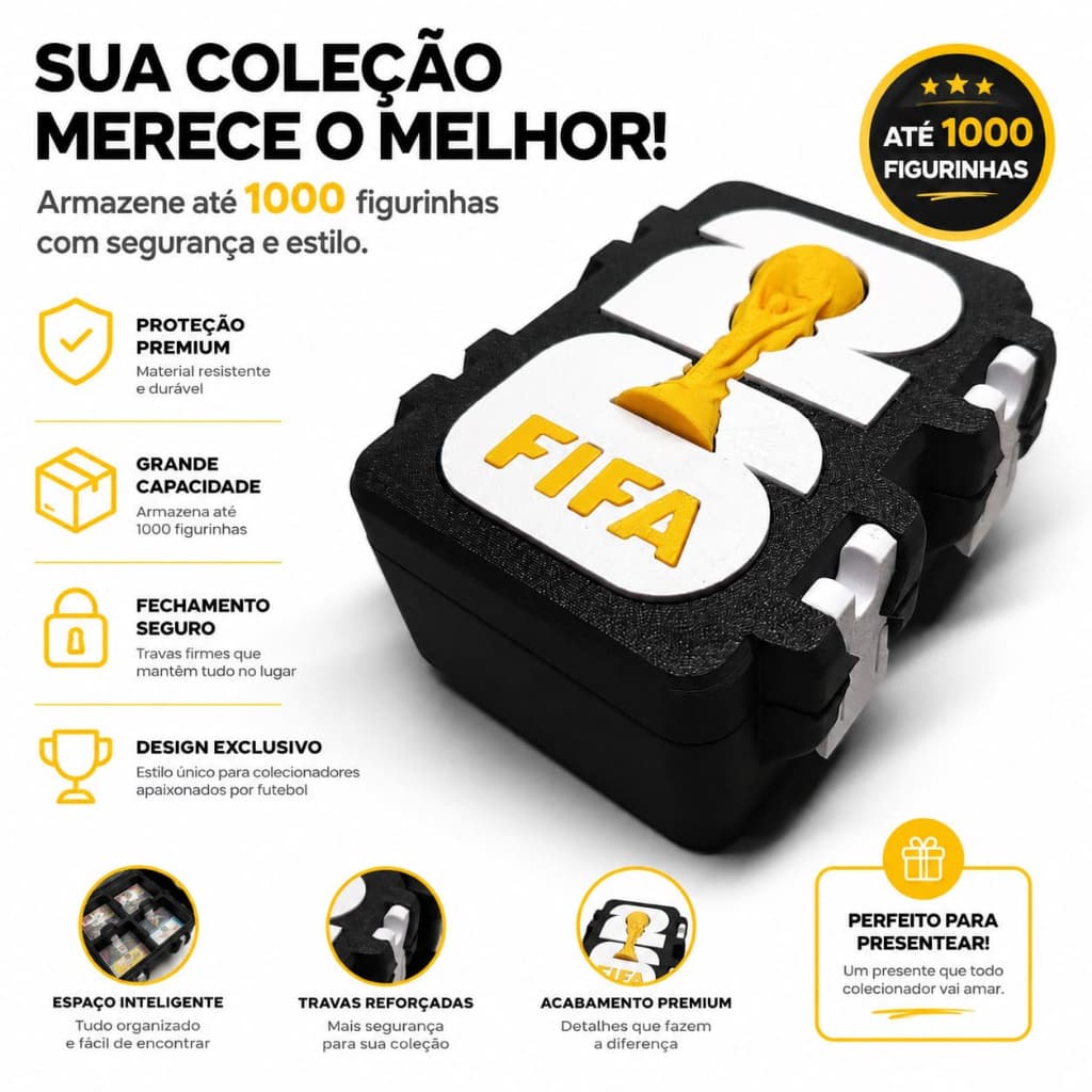 Caixa Porta Figurinhas Copa do Mundo Case Para Figurinhas Copa do Mundo Organizador figurinhas Copa