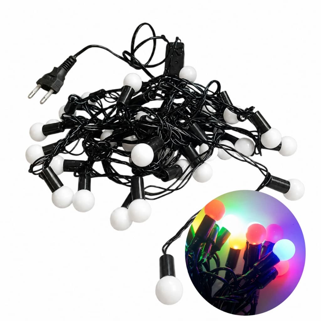 Cordão LED 40 Mini Bolas Coloridas 6m Fio Verde 127V