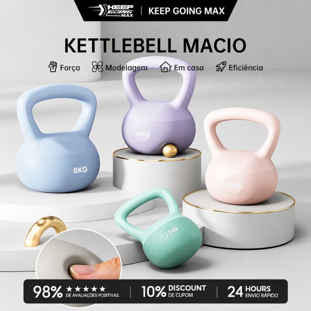 KEEP Kettlebell Emborracha 4kg-10kg Treino Funcional Musculação Fitness Casa