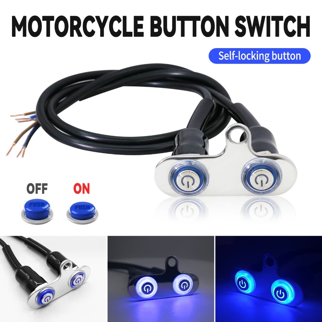 Interruptor LED De Aço Inoxidável Para Motocicletas Botão De Luz De Nevoeiro De Montagem Ajustável Duplo À Prova D'água