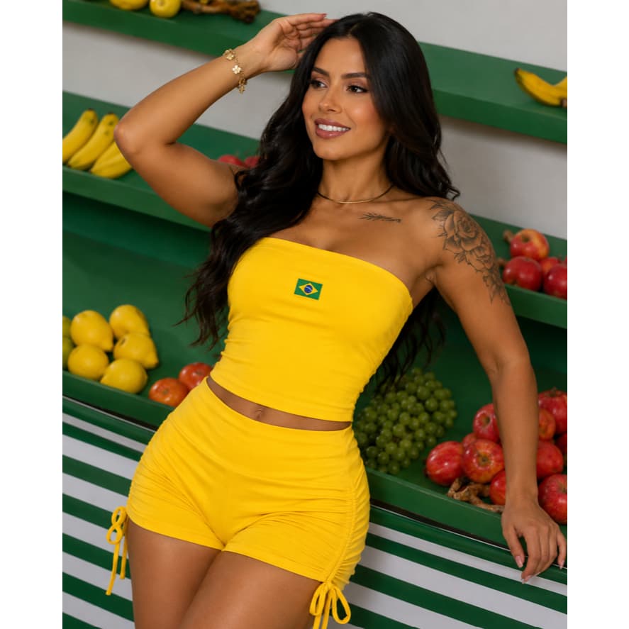 Conjunto Brasil Feminino Copa 2026 Suplex Premium