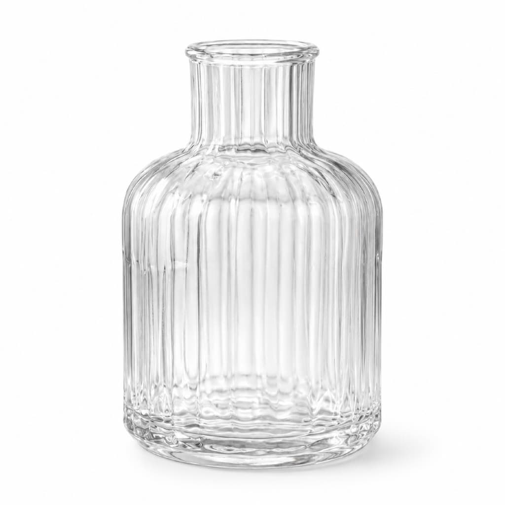 Vaso de Vidro Egito Canelado Decorativo Elegante – Ideal para Presente e Decoração
