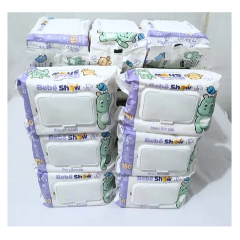 kit com 4 pacotes de 150 Unidades Lencinhos Bebe Toalha Umedecido ( 600 unidades) Marca ...Bebê Show Barato Com Tampa