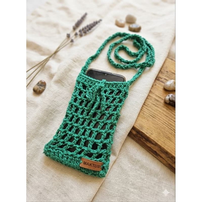 Bolsinha porta celular em crochê transversal