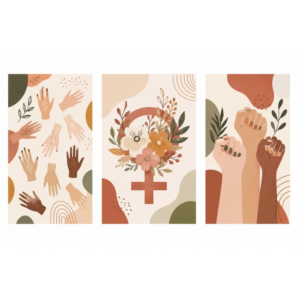 Kit 3 Quadros Decorativos Feministas Minimalistas Modernos para Sala e Escritório