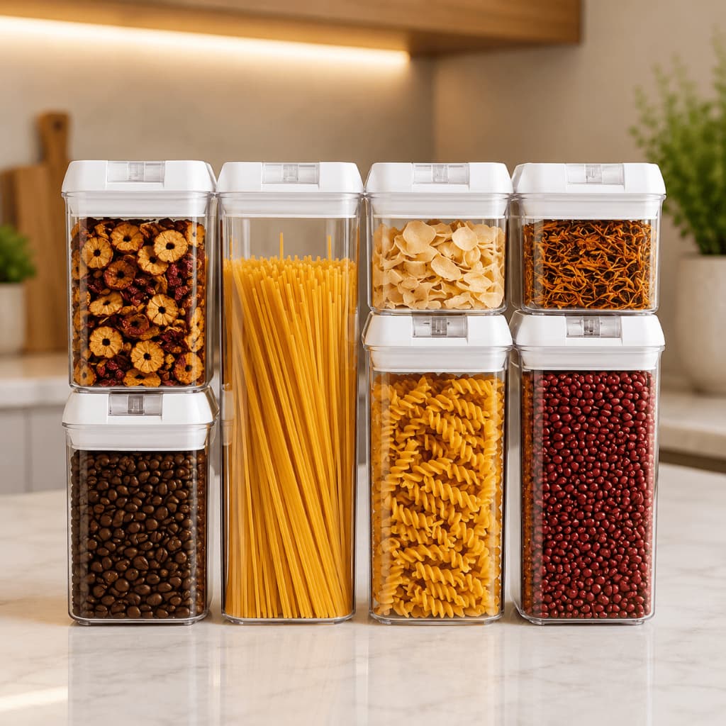 Kit Potes Herméticos Acrílico 10 Peças Multiuso 7 Potes ou 3 Potes 1200ml Cozinha