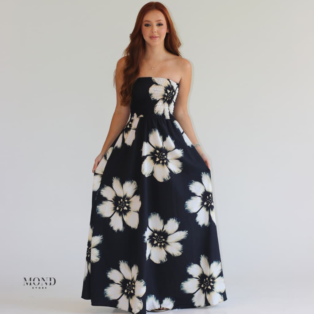 Vestido Tropical Tomara que Caia Feminino Longo Lastex Florido Elegante