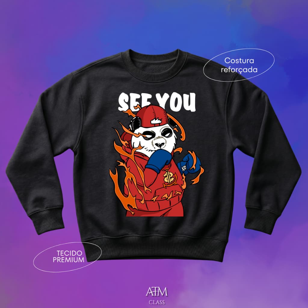Moletom Casual desenho hype urso panda street tecido premium envio imediato