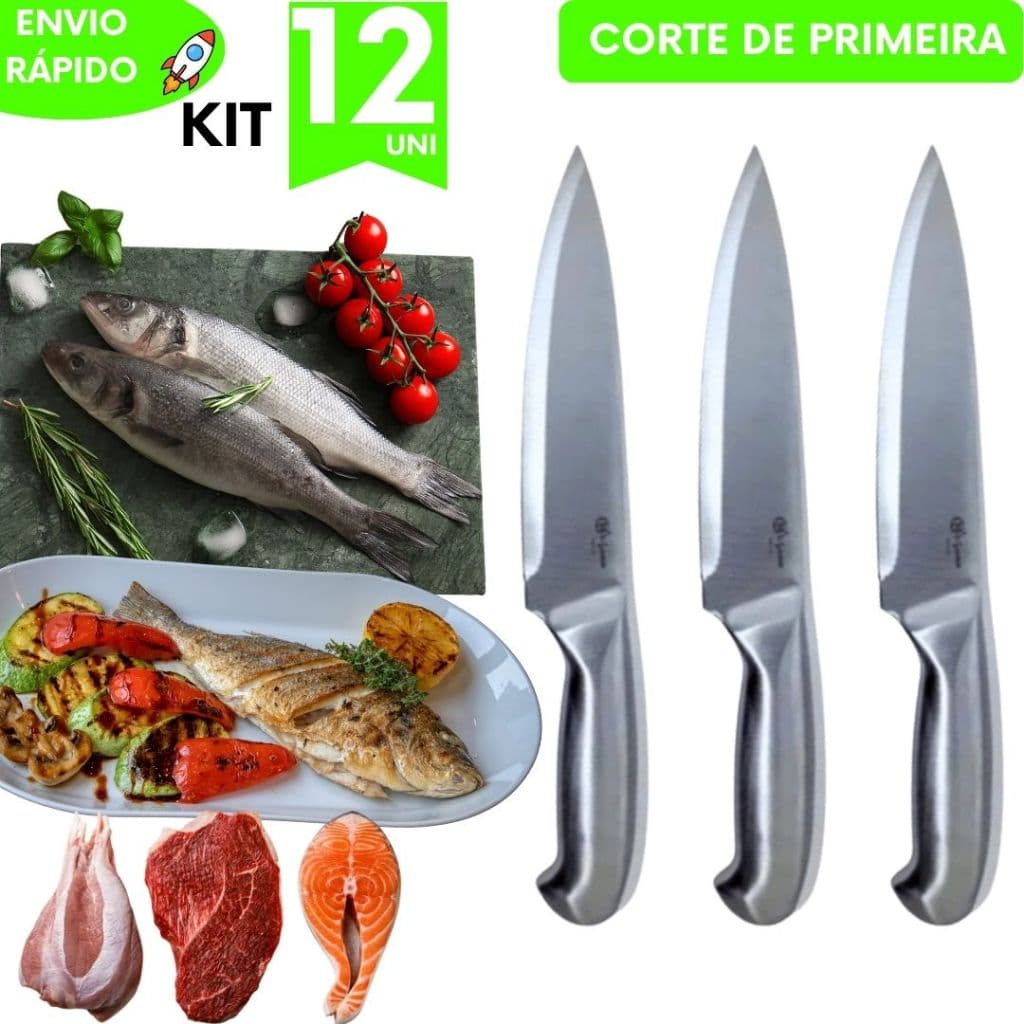 Kit Utilidades Faca Peixeira Aço Inox Pescaria Excelente Pegada Camping Caça Desossar Diversos Cortes
