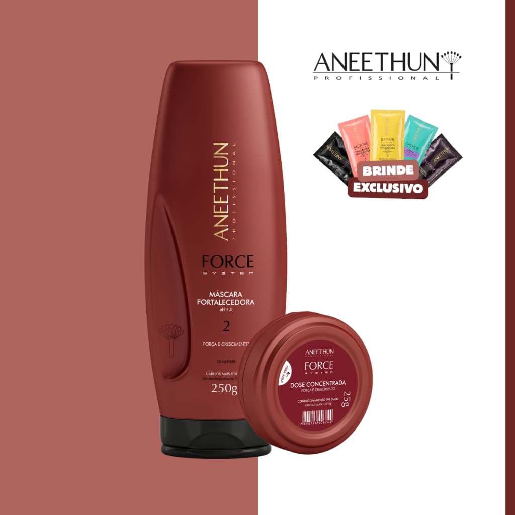 Kit Aneethun Force Máscara 250g + Dose 25g Fortalecedor Redução da Queda capilar