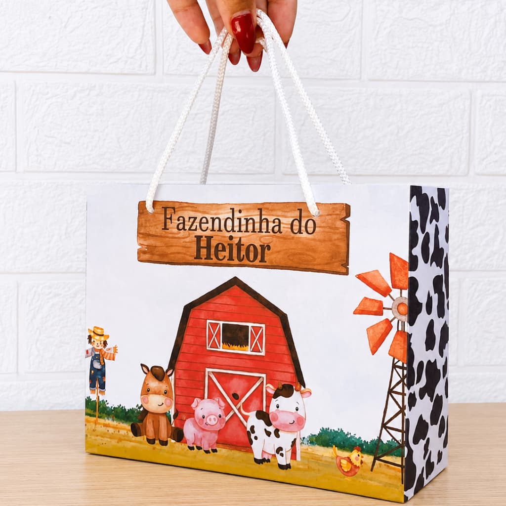 Sacolinha Personalizada Fazendinha Menino | Sacolinha PEGUE E MONTE | Sacolinha da Fazendinha