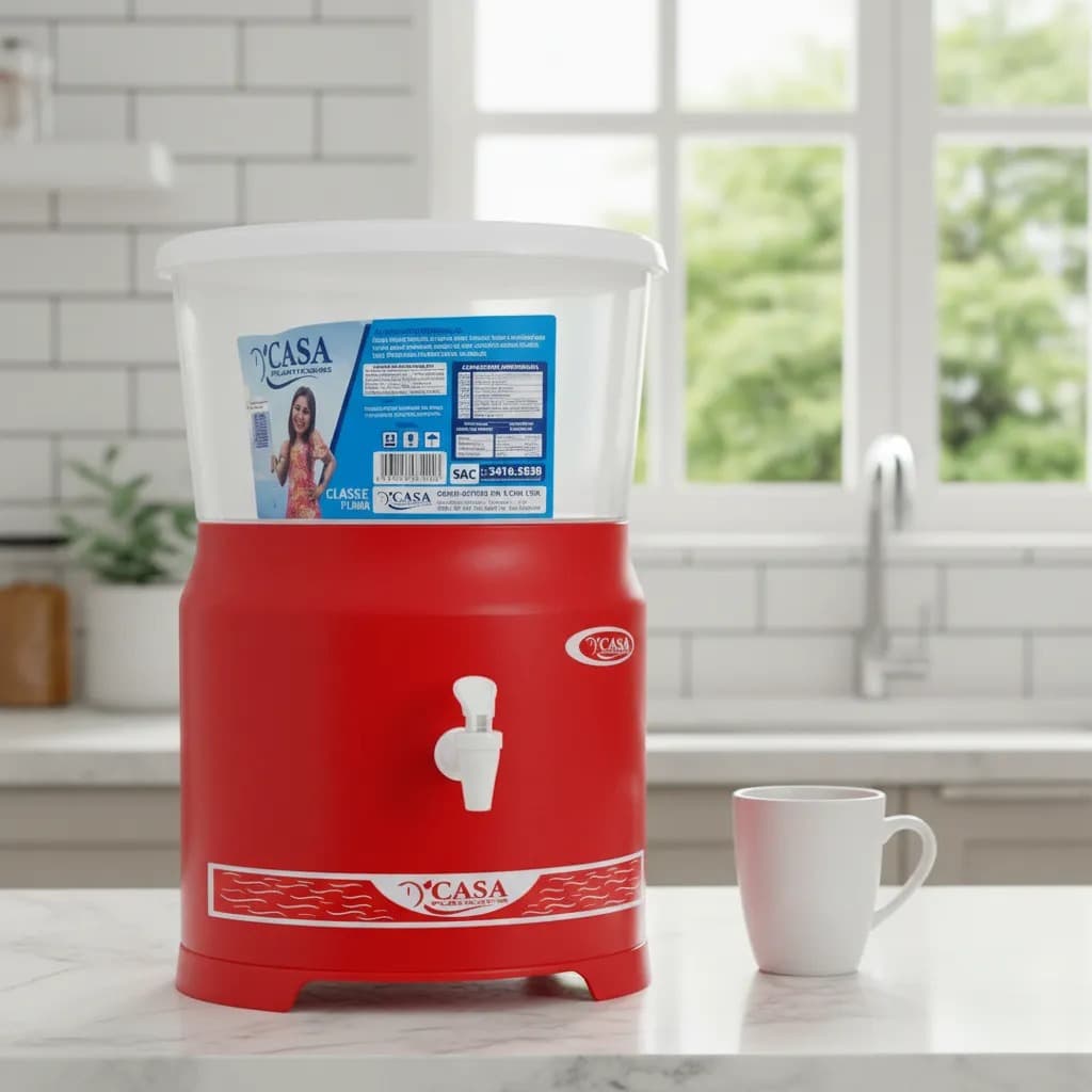 Bebedouro d'Agua Filtro Para Agua Com Cuba De Barro 6L Vermelho