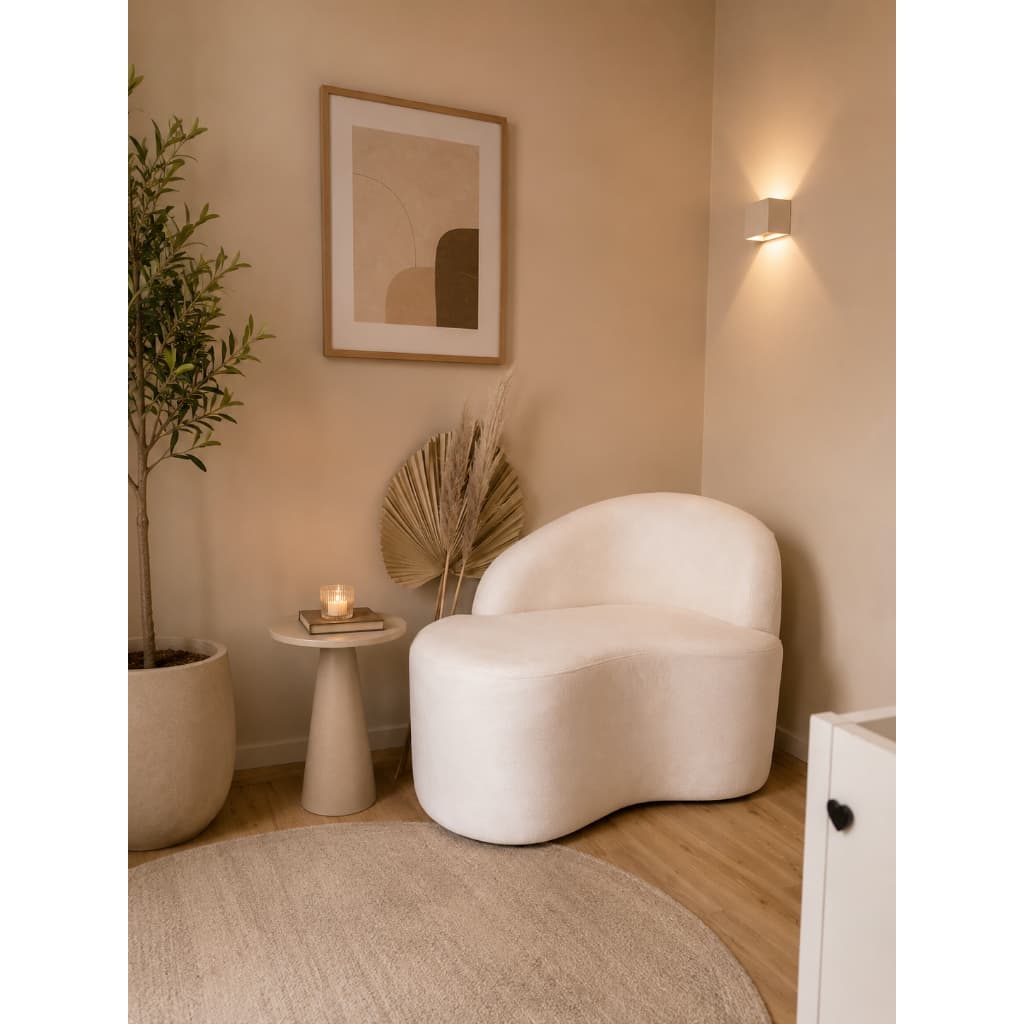 Mini Sofá Ayla Curvo Orgânico 2 Lugares Elegante Luxo Veludo