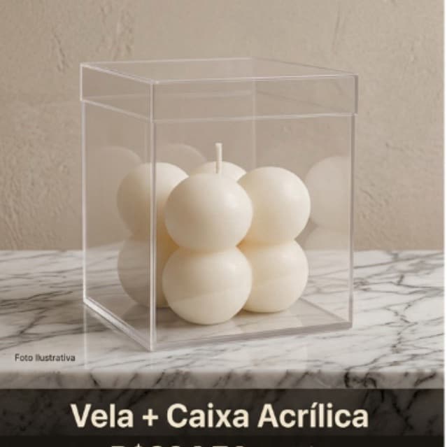 40 Velas Lembrancinha Mini Bubble 35g Vela Aromática Cera de Soja/Coco/Palma - Cor Cru
